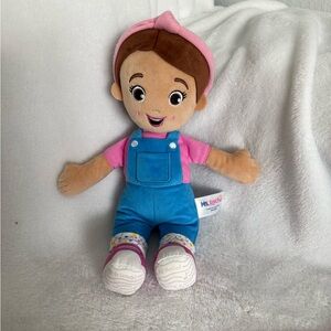 Rachel Stuffed Doll in Pink and Blue Overalls
